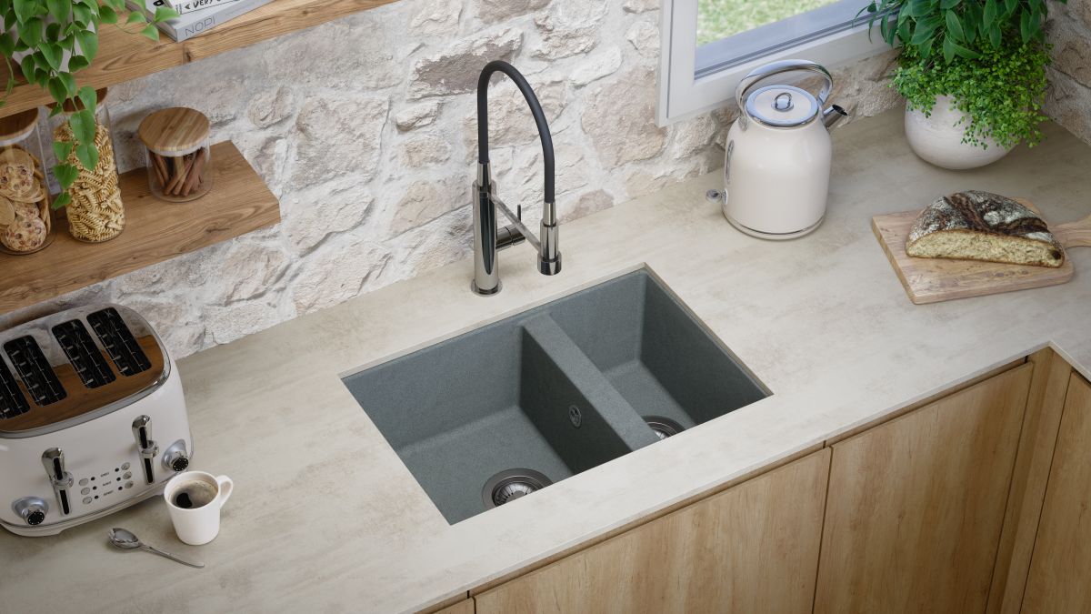 evier sous plan evo gris